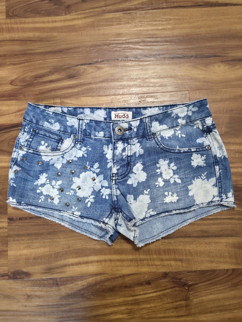 Mudd Blue Denim Floral Shorts Size 3